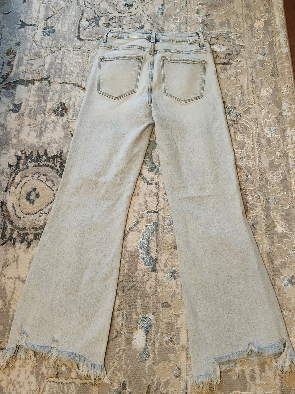 Women's Light Blue Distressed Ankle Flare Jeans-Risen Jeans